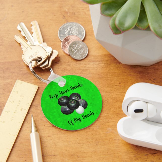 Funny Keep Your Hands Off My Lawn Bowls, Key Ring (Desk)