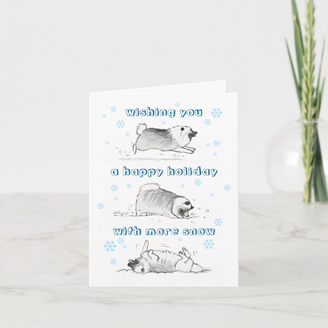 Funny Keeshond Dog Cartoon | Snowballs Christmas Holiday Card (Front)