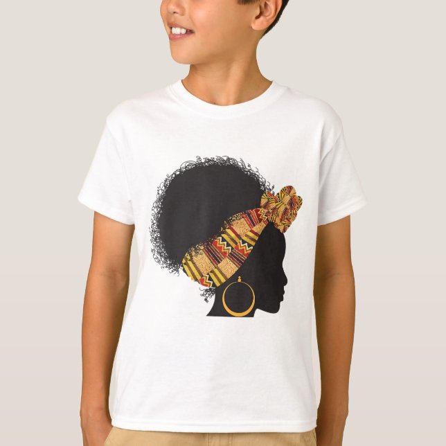 Funny Kente Cloth Head Wrap Gift For African Ameri T-Shirt (Front)