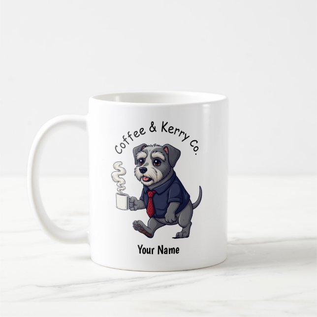 Funny Kerry Blue Terrier Dog Business Suit Coffee  Coffee Mug (Left)