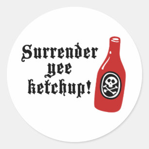 Funny Ketchup Pirate Classic Round Sticker