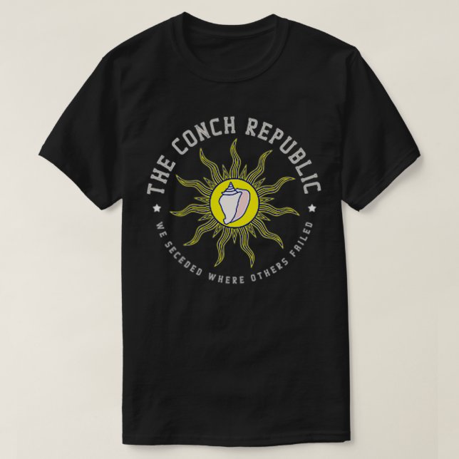 Funny Key West Conch Republic Florida Flag Secessi T-Shirt (Design Front)