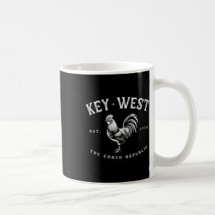 Funny Key West Rooster Chicken Sunrise Fishing Sur Coffee Mug