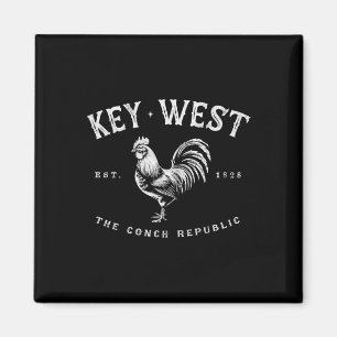 Funny Key West Rooster Chicken Sunrise Fishing Sur Magnet