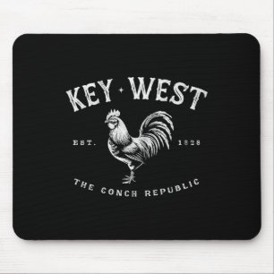 Funny Key West Rooster Chicken Sunrise Fishing Sur Mouse Mat