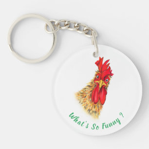 Funny Keychain Gift with Surprised Rooster