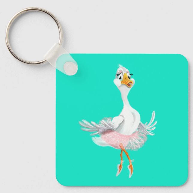 Funny Keychain with Ballerina Duck - Your Colors (Front)