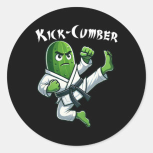 Funny Kick-cumber Cucumber Karate Athlete Boys Gir Classic Round Sticker