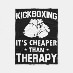 Funny Kickboxer Gift Therapy Kickboxing Fleece Blanket