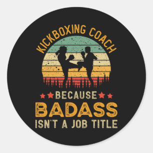 Funny Kickboxing Coach Gift For Men, D Kickboxing Classic Round Sticker