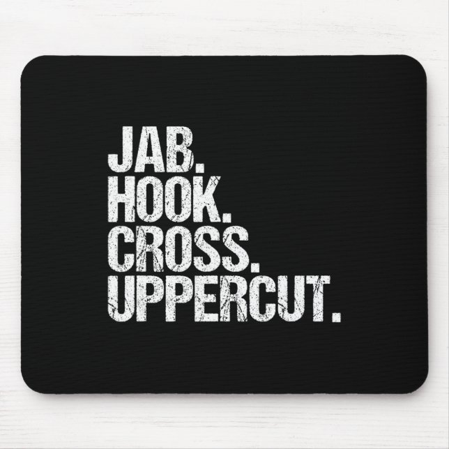 Funny Kickboxing Jab Hook Cross Uppercut  Mouse Mat (Front)