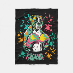 Funny Kickboxing Or Boxing Boxer Dog _1 Fleece Blanket