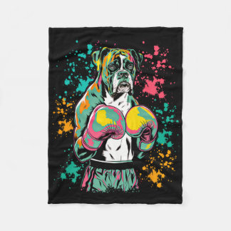 Funny Kickboxing Or Boxing Boxer Dog _1  Fleece Blanket
