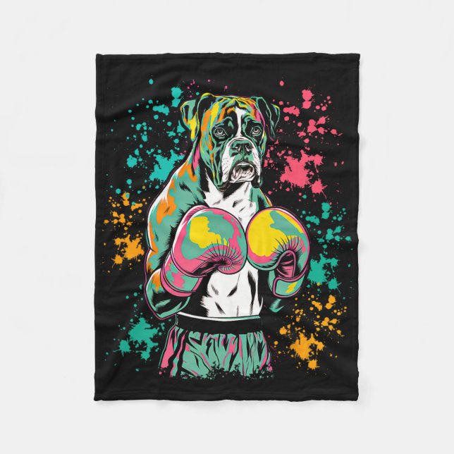 Funny Kickboxing Or Boxing Boxer Dog _1  Fleece Blanket (Front)