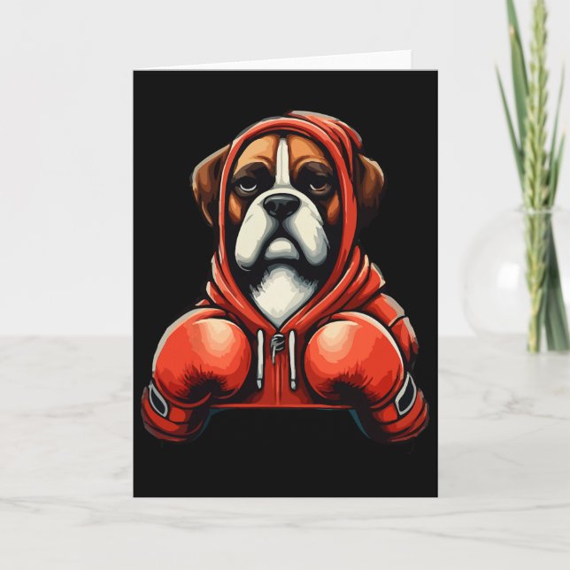 Funny Kickboxing Or Boxing Boxer Dog  Card (Front)