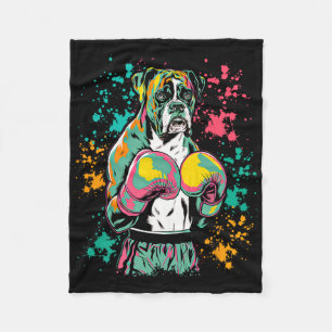Funny Kickboxing Or Boxing Boxer Dog For Men Women Fleece Blanket