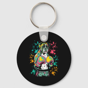 Funny Kickboxing Or Boxing Boxer Dog For Men Women Key Ring