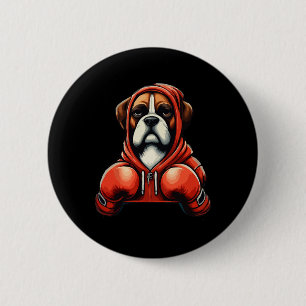 Funny Kickboxing Or Boxing Boxer Dog Men Women 6 Cm Round Badge