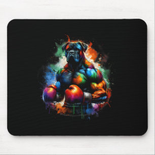 Funny Kickboxing Or Boxing Boxer Dog Paint Splash  Mouse Mat