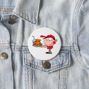 Funny Kid Fast Food Lover Burger, Fries and Drink  7.5 Cm Round Badge