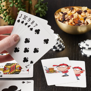Funny Kid Fast Food Lover Burger, Fries and Drink  Playing Cards