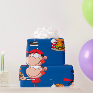 Funny Kid Fast Food Lover Burger, Fries and Drink  Wrapping Paper