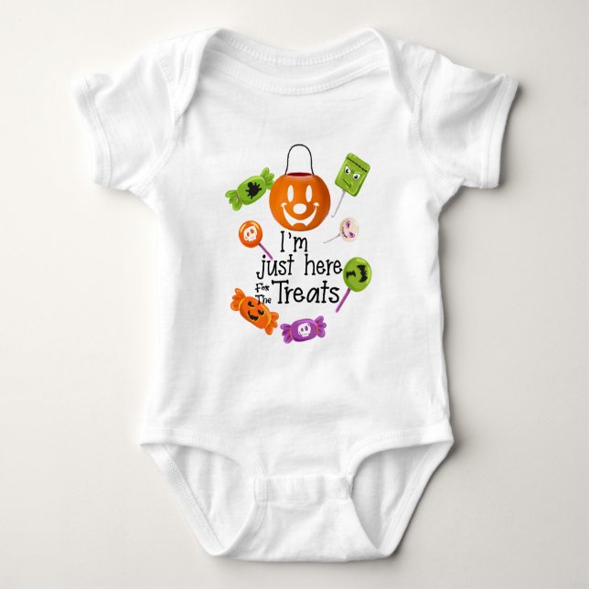 Funny Kid Halloween Pumpkin Candy Bucket Bodysuit (Front)