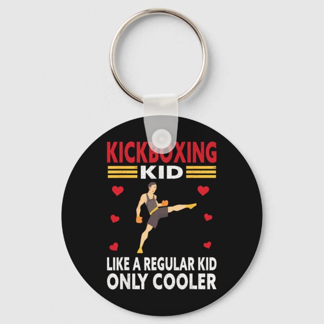 Funny Kid Kickboxer Outfit - Boxing Kid  Key Ring (Front)