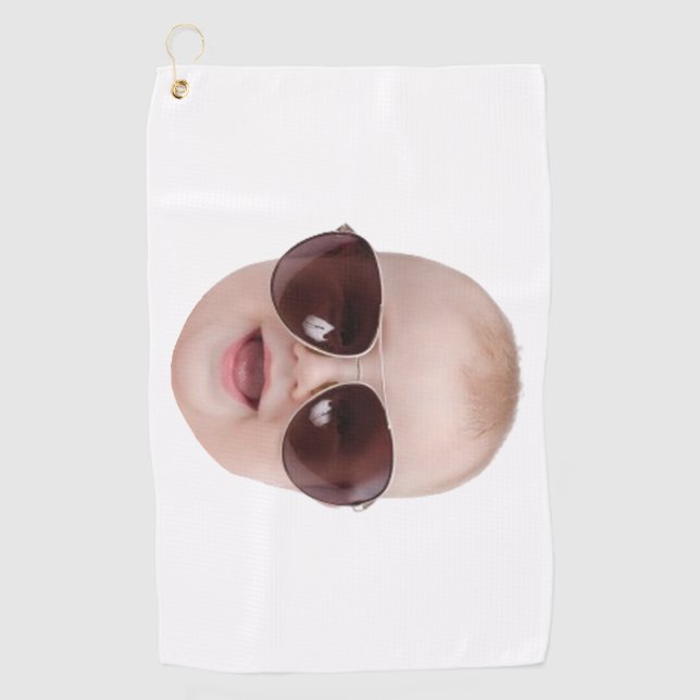 Funny Kid or Pet Picture Gift for Dad Christmas Golf Towel (Front)