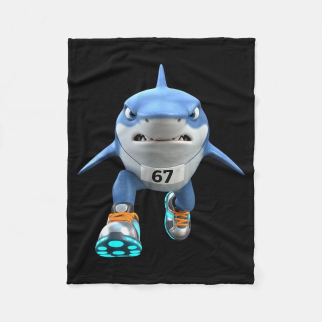 Funny Kids 67 Meme Tralalero Tralala Runner Italia Fleece Blanket (Front)