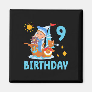 Funny Kids 9th Birthday Party Sailboat Sailing Boa Magnet