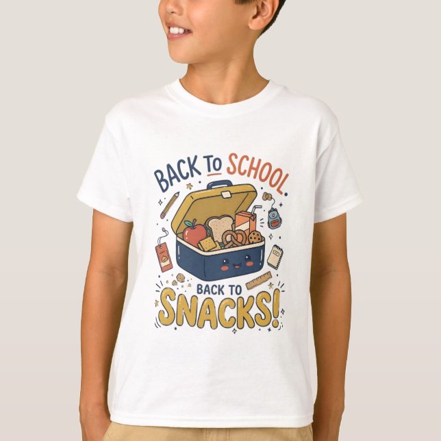 Funny Kids Back to School Shirt Back to Snacks (Front)