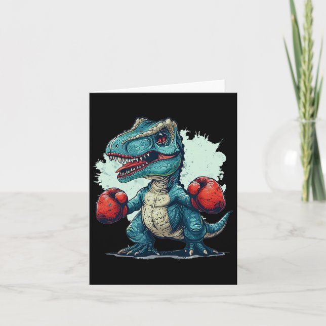 Funny Kids Boxing Dinosaur With Boxing Gloves Cost Card (Front)