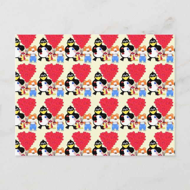 Funny kids cartoon  Valentines Holiday Postcard (Front)