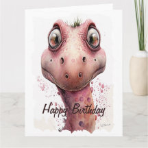 Funny Kids Cute and Loveable Pink Dinosaur Birthda