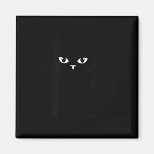 Funny Kids Halloween Black Cat Illustration Magnet