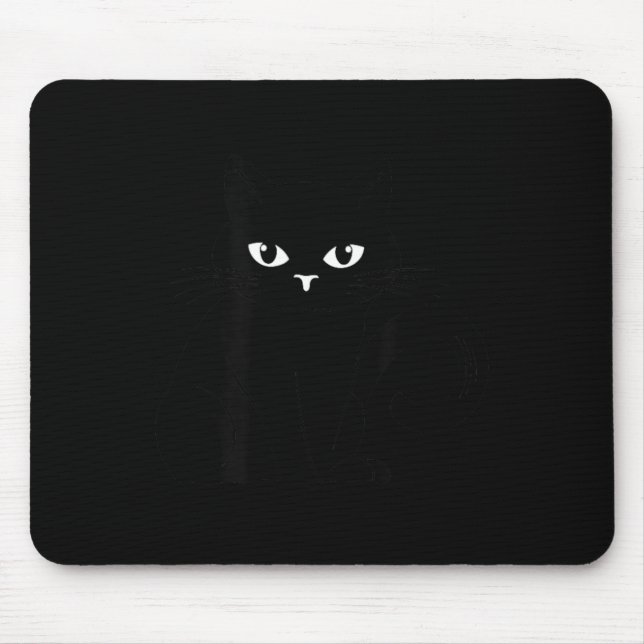 Funny Kids Halloween Black Cat Illustration Mouse Mat (Front)