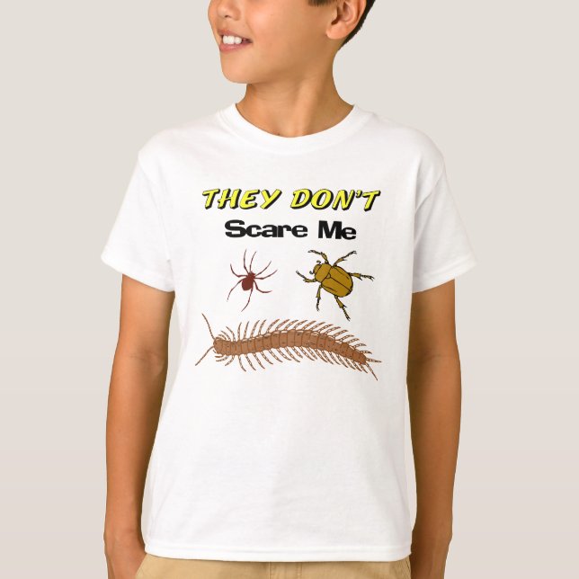 Funny Kid's Insect They Don't Scare Me Bugs Tee (Front)