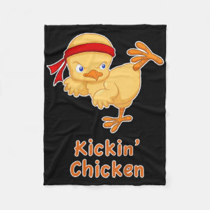 Funny Kids Karate Gift Youth Karate Kickin' Chicke Fleece Blanket