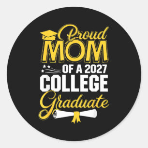 Funny kids proud mum of a 2027 graduate senior classic round sticker
