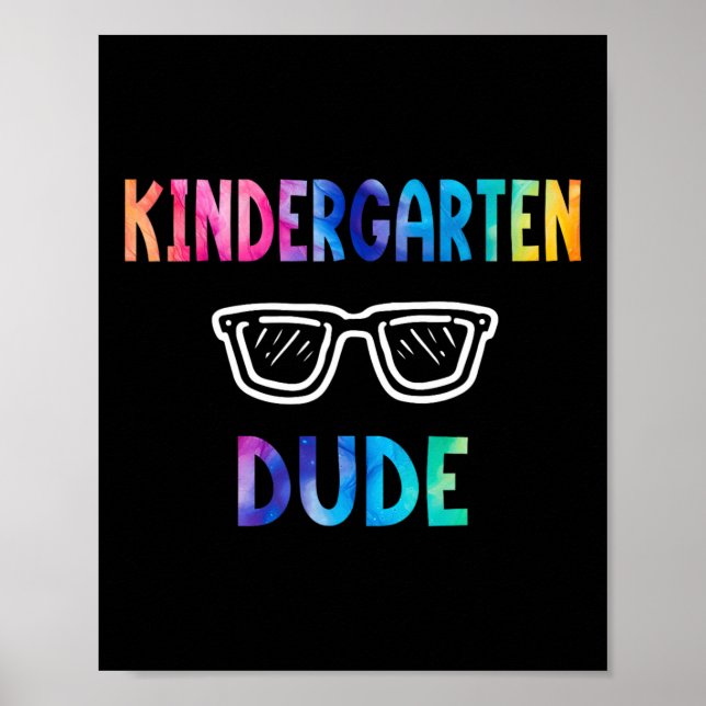 Funny Kids Rainbow Back To School Hello Kindergart Poster (Front)