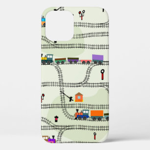 Funny kids seamless pattern railway with locomotiv iPhone 12 case