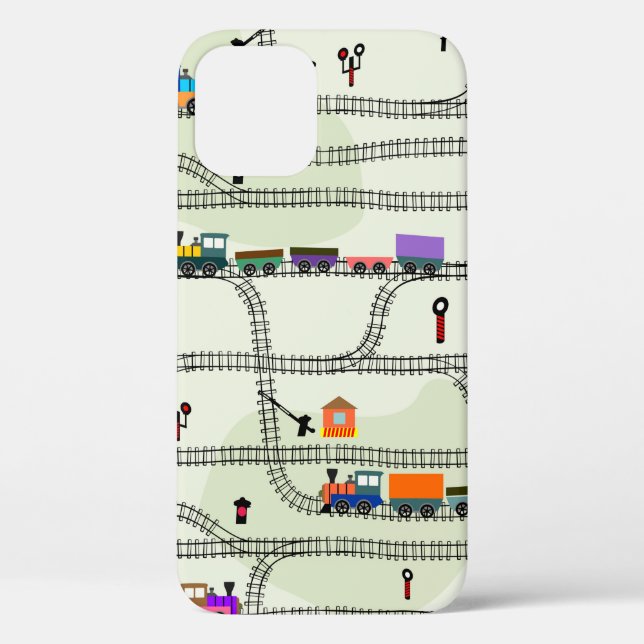 Funny kids seamless pattern railway with locomotiv Case-Mate iPhone case (Back)