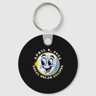 Funny Kids Solar Eclipse April 8 Smiling Key Ring