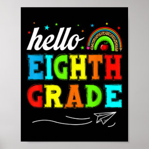 Funny Kids Students Hello 8th Grade Funny Teacher Poster
