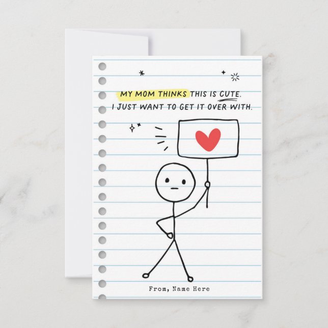 Funny Kids Valentine's Day Stick Figure Humour car Invitation (Front)