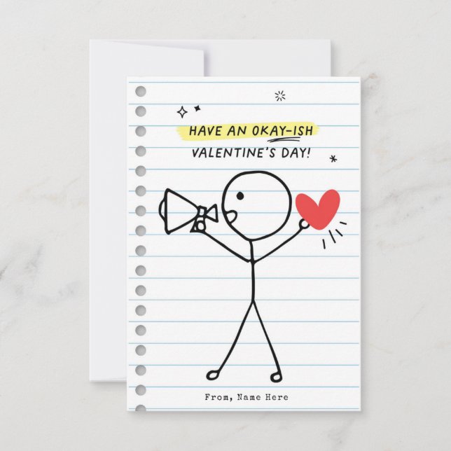 Funny Kids Valentine's Day Stick Figure Humour car Invitation (Front)