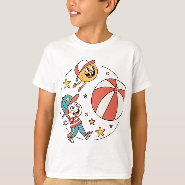 Funny kids with a ball. Ball games T-Shirt (Front)