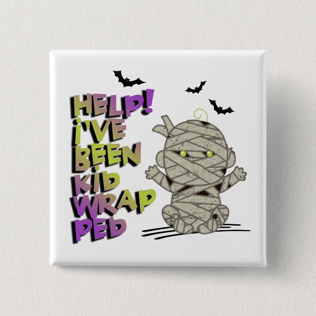 Funny Kidwrapped Mummy Baby Green ID683 15 Cm Square Badge (Front)