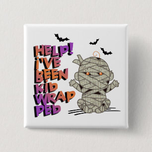 Funny Kidwrapped Mummy Baby Orange ID683 15 Cm Square Badge